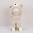 thumbnail image 1 of SYMOID Cute Bear 3-in-1 Winter Hat Scarf Mask Set, Unisex Acrylic Plush Warm Beige Cold Weather Accessory with 3D Bear Ears for Adults,Size Free Size, 1 of 2