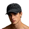 thumbnail image 1 of SYMOID Dad Hat Embroidered Hall-oween Pumpkin Face, Washed Cotton Adjustable Baseball Cap for Men Women Black Hats,Size Free Size, 1 of 6