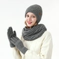 thumbnail image 1 of SYMOID Female Wool Winter Set: Gray Knit Hat Scarf Gloves, Touchscreen Compatible, One Size Fits All for Cold Weather Daily & Outdoor Use,Size Free Size, 1 of 3