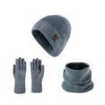 thumbnail image 1 of SYMOID Fleece Lined Women and Men 3-Piece Winter Accessories Set - Beanie, Neck Warmer & Gloves, Ribbed Knit Thermal, Gray, One Size Fits All,Size Free Size, 1 of 1