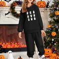 thumbnail image 1 of SYMOID Girls' Black Ghost Tracksuit Set - Soft Polyester Hoodie & Jogger, Hall-oween/Everyday Use, Kids to Pre-Teen (Ages 3-12), Walmart Kids Casual Outfit,Size 3 T, 1 of 4