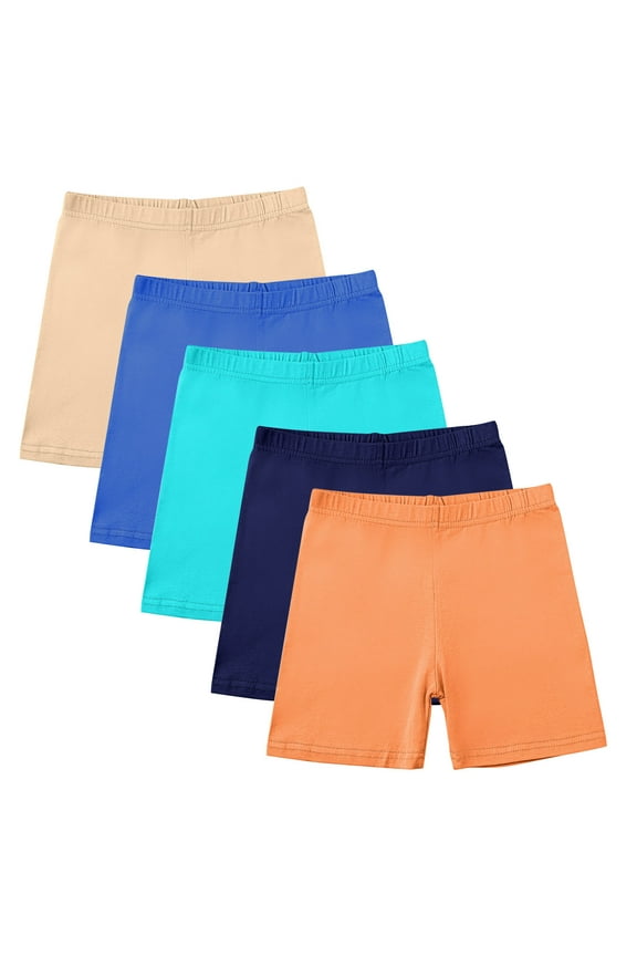 Girls' Casual Solid Loose - Fitting Shorts with Elastic Waist and Cuffed Hem,Multicolor,Size 7 T