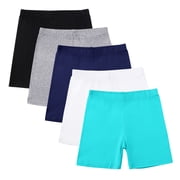 SYMOID Girls Edgy Fashionable Distressed Cut - off Denim Shorts with Elastic Waist,Light Blue,Size 5 T