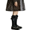 thumbnail image 1 of SYMOID Girls Mid Calf Socks - Black Knit Cotton with Satin Bow, Stretchy for 4-8 Years Old (140cm Height), Comfortable for Daily/School/Party Wear,Size 6-14T, 1 of 2