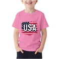 thumbnail image 1 of SYMOID Girls Pink American Flag T-Shirt USA Patriotic Kids 4th of July Shirt Youth Distressed Vintage Tee Soft Stretchy Polyester Spandex Blend,Size 9-10T, 1 of 4