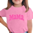 thumbnail image 1 of SYMOID Girls Pink Mama Short Sleeve T-Shirt Soft Polyester Spandex Varsity Style Graphic Tee Casual Crewneck Top for Kids 4-12,Size 12-13T, 1 of 5
