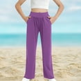 thumbnail image 1 of SYMOID Girls' Solid Color High - Waisted Wide - Leg Pants for 2 - 13 Years Old,Purple,Size 5 T, 1 of 9