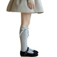 thumbnail image 1 of SYMOID Gray Knee High Socks for Girls, Knitting Cotton Soft Breathable with Bow Detail, Snug Fit for ~140cm Female Young Kids - 1PC,Size 6-14T, 1 of 2