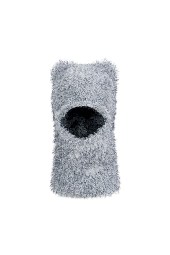 Gray Winter Plush Cat Ear Hat - Windproof Face Cover, Free Size Cold Weather Headwear for Women,Size Free Size