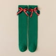 thumbnail image 1 of SYMOID Green Christmas Girls Knee High Socks with Bow - Cotton Ribbed Festive Socks for Kids Ages 3-10,Size Free Size, 1 of 7