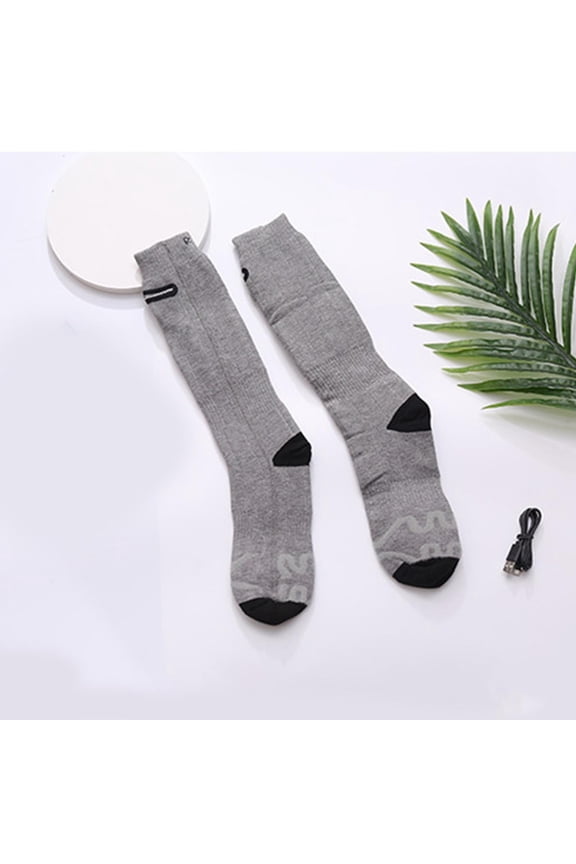 Heated Socks for Adults - Knee High, Temperature Control, Unisex Gray, for Cold Weather/Outdoor Use (1 Pair),Size Free Size