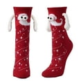 thumbnail image 1 of SYMOID Holding Hands Magnetic Christmas Socks - Unisex Red, 3D Santa with Googly Eyes, Plush Arms, Stretchy Nylon-Spandex, One Size Fits Most, Festive Holiday Socks,Size Free Size, 1 of 1