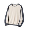 thumbnail image 1 of SYMOID Hoodless Sweatshirt Men Color Blocking 4XL Mens Clothes Beige Big and Tall Pullover Sweatshirt Fall and Winter, 1 of 5