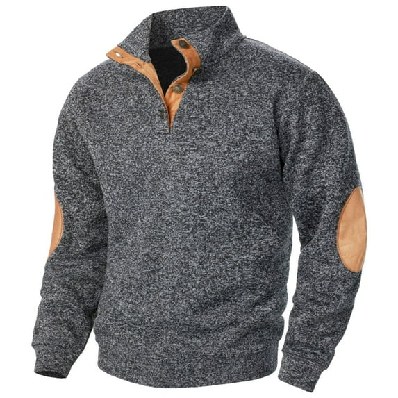 SYMOID Hoodless Sweatshirt Men Zip Up Fall and Winter Pullover Sweatshirt Gray Mens Clothes Color Blocking