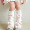thumbnail image 1 of SYMOID Hot Pink Knitted Leg Warmers for Women - Acrylic Slouchy Style with Bowknot & Pom Pom, Warm for Casual Daily Wear, Ballet Practice & Outings,Size 3-15T, 1 of 3
