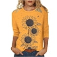 thumbnail image 1 of SYMOID Juniors Graphic Tees for Summer 2025 Casual 3/4 Sleeve Women Crew Neck T-Shirts Top,Yellow,Size S, 1 of 5