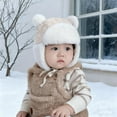 thumbnail image 1 of SYMOID Kids 3T Winter Trapper Hat, Unisex White Warm Plush Lined Bear Ear Hat for Kids Cold Weather,Size 3 T, 1 of 6