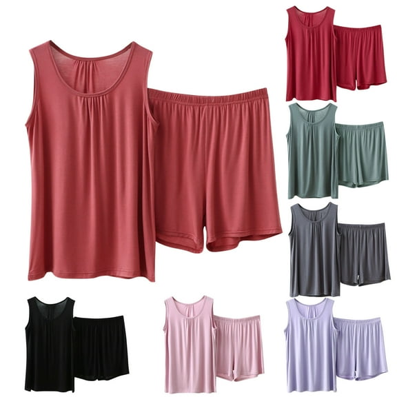 SYMOID Lightweight Womens Pajama Sets Cozy Tank Top Pajamas Pink Size 3XL