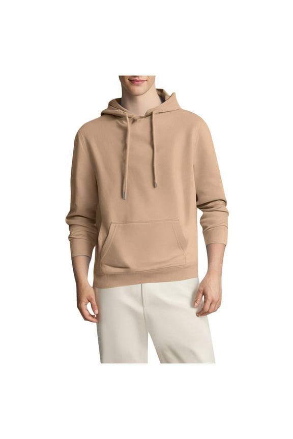 Men Hoodies Plain Coffee Sweatshirt Pullover with Pocket Clothes for Men Fleece