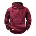 thumbnail image 1 of SYMOID Men Hoodies Wine Plain Sweatshirt Pullover with Pocket Clothes for Men Fall and Winter, 1 of 3