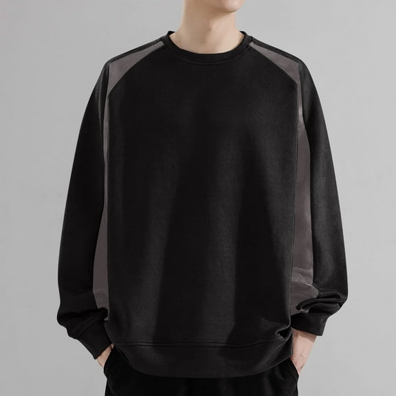 SYMOID Men Sweatshirt 3XL Black Mens Clothes Fall and Winter Big and Tall Pullover Sweatshirt Plain