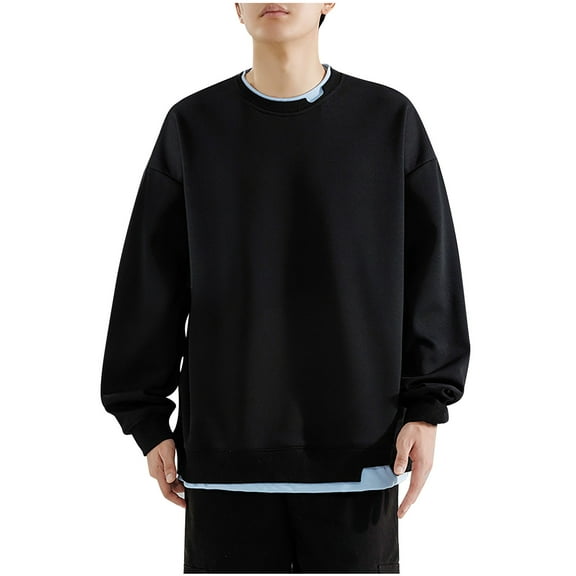 SYMOID Men Sweatshirt 3XL Fall and Winter Pullover Sweatshirt Big and Tall Plain Mens Clothes Black
