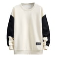 thumbnail image 1 of SYMOID Men Sweatshirts Fall and Winter Pullover Sweatshirt Beige Mens Clothes Color Blocking, 1 of 3