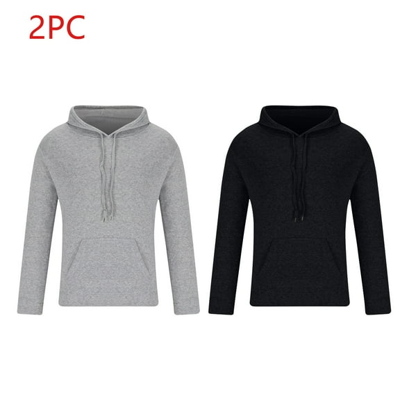 SYMOID Men Sweatshirts Hoodies Plain 2 Pack Pullover Sweatshirt Black Mens Clothes Fall and Winter