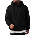 thumbnail image 1 of SYMOID Men’s 100% Polyester Half-Zip Hoodie - Black, Size L, Soft Warm with Kangaroo Pocket & Adjustable Hood, Machine Washable Relaxed Fit Pullover, 1 of 6