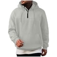 thumbnail image 1 of SYMOID Men's 100% Polyester Quarter-Zip Pullover Hoodie - Size S Gray with Adjustable Drawstring Hood & Front Kangaroo Pocket, 1 of 6