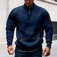 thumbnail image 1 of SYMOID Men's 100% Polyester Quarter Zip Pullover Sweatshirt - Slim Fit, Navy, Size S - With Zippered Kangaroo/Arm Pockets & Stand-Up Collar for Spring/Fall Daily/Outdoor Use, 1 of 4