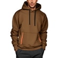 thumbnail image 1 of SYMOID Men's 100% Polyester Relaxed Fit Hoodie - 2XL Brown, Adjustable Drawstring, Orange Zipper Kangaroo Pocket, Ribbed Cuffs, Wrinkle-Resistant for Daily Casual/Gym, 1 of 3