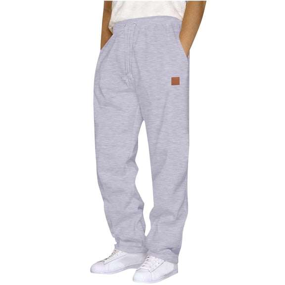 GUZOM Men's 2XL Gray Casual Pants 100% Polyester,Wrinkle Free,Elastic Waist with Drawstring,Side Pockets,Quick Dry & Easy Care