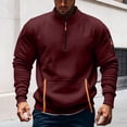 thumbnail image 1 of SYMOID Men's Big & Tall Quarter-Zip Sweatshirt - 100% Polyester (Size 3XL, Wine) with Kangaroo/Arm Pockets, Quick-Dry Machine-Washable for Casual/Outdoor/Layering, 1 of 4