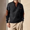 thumbnail image 1 of SYMOID Men's Mock Neck Sweater with Brown Contrast Elbow Patches - Black, Size XL, Retro Casual, Durable Polyester-Rayon Blend for Daily/Office Wear, 1 of 8