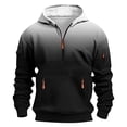 thumbnail image 1 of SYMOID Men's Black XS Half-Zip Hoodie - Soft Stretch Polyester Spandex, Gradient Design, Zippered Pockets & Warm Attached Hood, 1 of 5