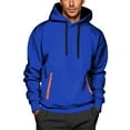 thumbnail image 1 of SYMOID Men's Blue Pullover Hoodie - Size M, 100% Polyester, Relaxed Fit, Orange Zipper Kangaroo Pocket, Adjustable Drawstrings, Ribbed Cuffs/Hem, Easy Care, 1 of 3