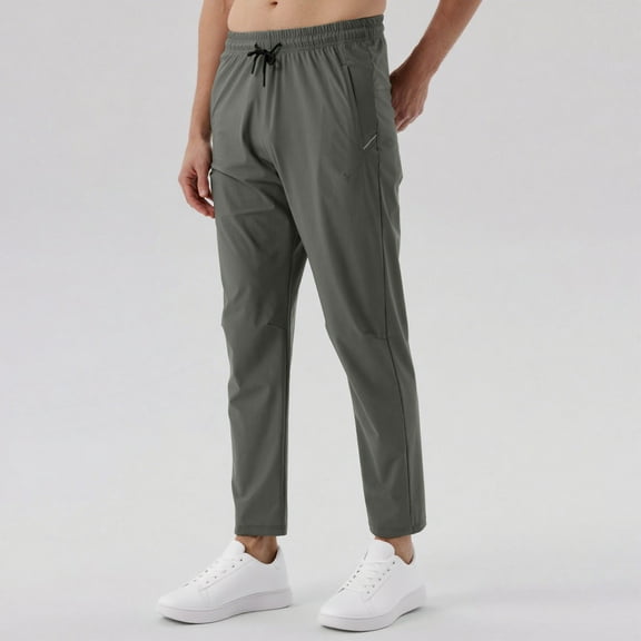 SYMOID Men's Breathable Stretch Athletic Pants - Nylon Spandex Blend, Straight Leg Relaxed Fit with Drawstring Waist & Pockets, Khaki Size 2XL