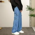 thumbnail image 1 of SYMOID Men's Cargo Pants - Oversized Fit, Soft Polyester with Functional Pockets - Size XL, Blue, 1 of 3