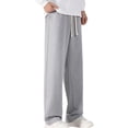 thumbnail image 1 of GUZOM Men's Casual Pants 100% Polyester Loose Straight Leg,Drawstring Waist,All-Day Comfort,Machine Washable,Gray,Size M, 1 of 8
