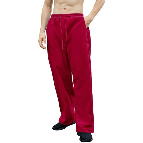 SYMOID Men's Casual Pants Red Size L - Nylon Spandex Blend, Relaxed Fit, All-Day Comfort with Adjustable Drawstring Waist & Side Pockets