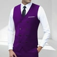thumbnail image 1 of SYMOID Men's Double-Breasted Formal Vest - Wrinkle-Resistant, Faux Pocket Square, Purple, Size L, 1 of 3