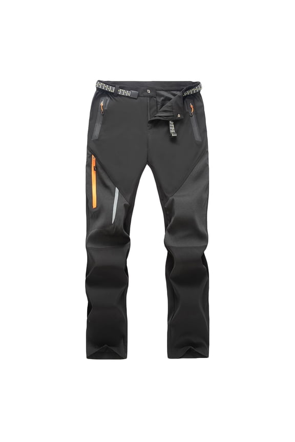 Men's Durable Outdoor Pants - Quick Dry Stretchy, Waterproof Windproof, Zipper Pockets, Reflective Strips, Adjustable Waist, Black, Size XL