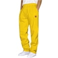 thumbnail image 1 of GUZOM Men's Elastic Waist Drawstring Casual Pants 100% Polyester Quick Dry,Side Pockets,Yellow Size S,Loungewear, 1 of 4