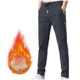 thumbnail image 1 of SYMOID Men's Fleece Lined Straight Leg Casual Pants - Elastic Drawstring Waist, Zippered Pockets, 100% Polyester, Warm for Fall Winter, Dark Gray, Size L, 1 of 6