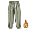 thumbnail image 1 of SYMOID Men's Fleece Lined Thermal Jogger Pants - Army Green, Size L, Relaxed Fit, 100% Polyester with Elastic Waist & Drawstring, 1 of 9