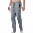 thumbnail image 1 of SYMOID Men's Gray Size M Quick-Dry Athletic Pants - 100% Polyester Breathable, Elastic Waist w/Drawstring, Zipper Pockets for Gym/Casual, 1 of 9