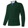 thumbnail image 1 of SYMOID Men's Half-Zip Mock Neck Sweater - Polyester, Wrinkle-Resistant, Slim Fit, Size 2XL Green, Versatile for Fall/Winter Business Casual & Outdoor, 1 of 7
