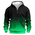 thumbnail image 1 of SYMOID Men's Green XS Half-Zip Hoodie - Soft Polyester Spandex, Gradient Color Block, Zipper Pockets & Ribbed Cuffs, 1 of 5