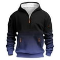 thumbnail image 1 of SYMOID Men's Half Zip Hoodie Dark Blue Size S - 95% Polyester 5% Spandex, Gradient Design, Zipper Pockets, Warm & Stretchy for Casual & Daily Active Use, 1 of 5
